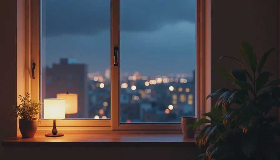 Night window after another writing session